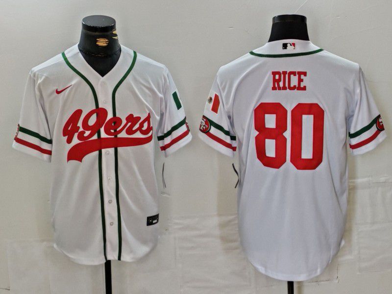 Men San Francisco 49ers 80 Rice White Joint Name 2024 Nike Limited NFL Jersey style 1